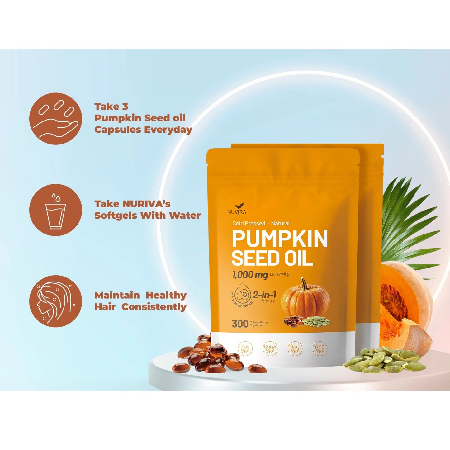 NUVIRA Pumpkin Seed Oil + Saw Palmetto